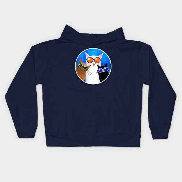 Three Cool Cats Kids Hoodie by Scratch